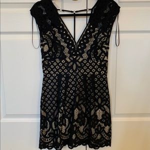 Free People black lace dress nude underlay size4